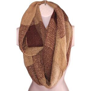 Heritage Traditions Plaid Block Infinity Scarf 100% Acrylic Browns Neutral Color
